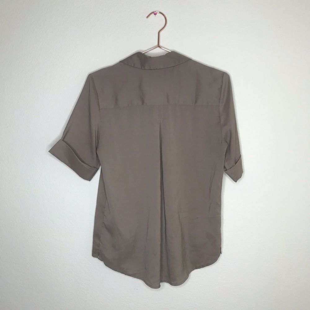 Express mocha‎ brown cuffed sleeve button down - Picture 4 of 7